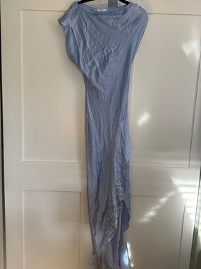 Amanda Uprichard blue One-Shoulder Satin Maxi Dress